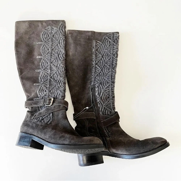 Napoleoni‎ Italy Gray Suede Knee High Boots Size EU 40 Sweater Detail Winter 9.5 - Picture 10 of 10